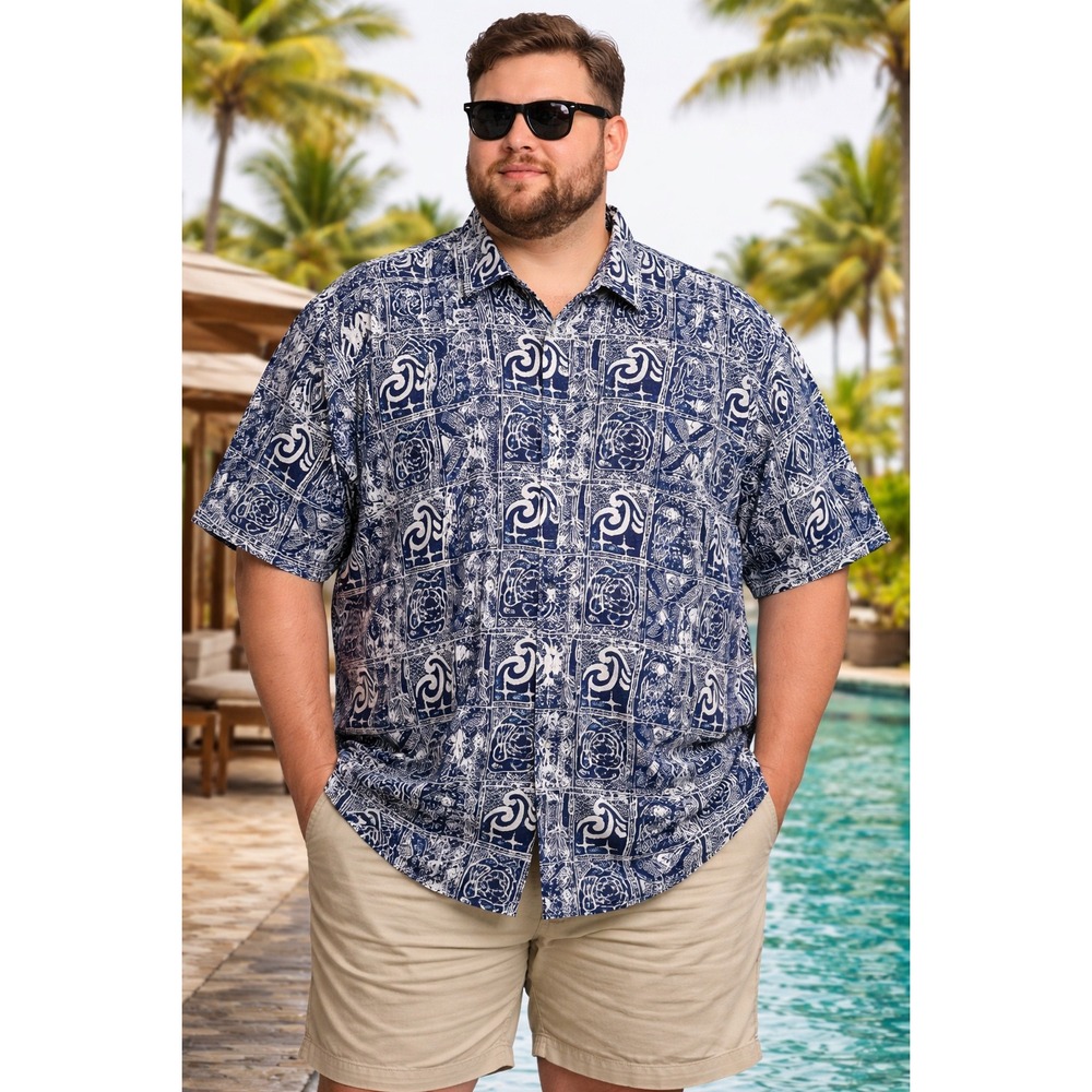 Rum Reggae Mens Batik‎ Sea Turtle Tiki Hawaiian Shirt 3XL Aloha Camp